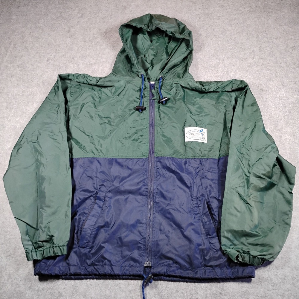 Vintage Walt Disney World Mickey Mouse Windbreaker Jacket Mens Medium Green Navy